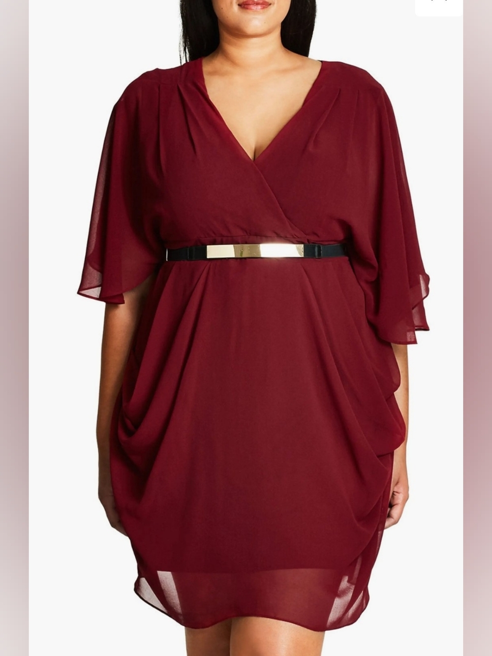City Chic Burgundy Mini Dress Size 14